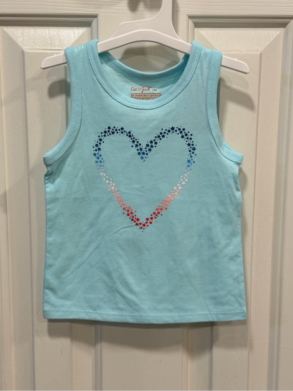 Cat & Jack Light Blue Tank Top with Ombre Star Heart 18M NWT